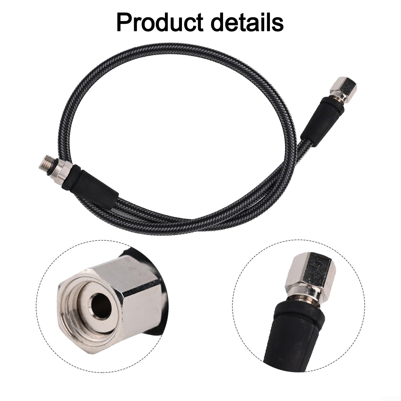Tubo regolatore ad alta pressione per immersioni subacquee, 300 bar, in fibra di carbonio con filettatura 7/16-20 UNF per collegamento manometro, nero, 650 mm (65 cm)
