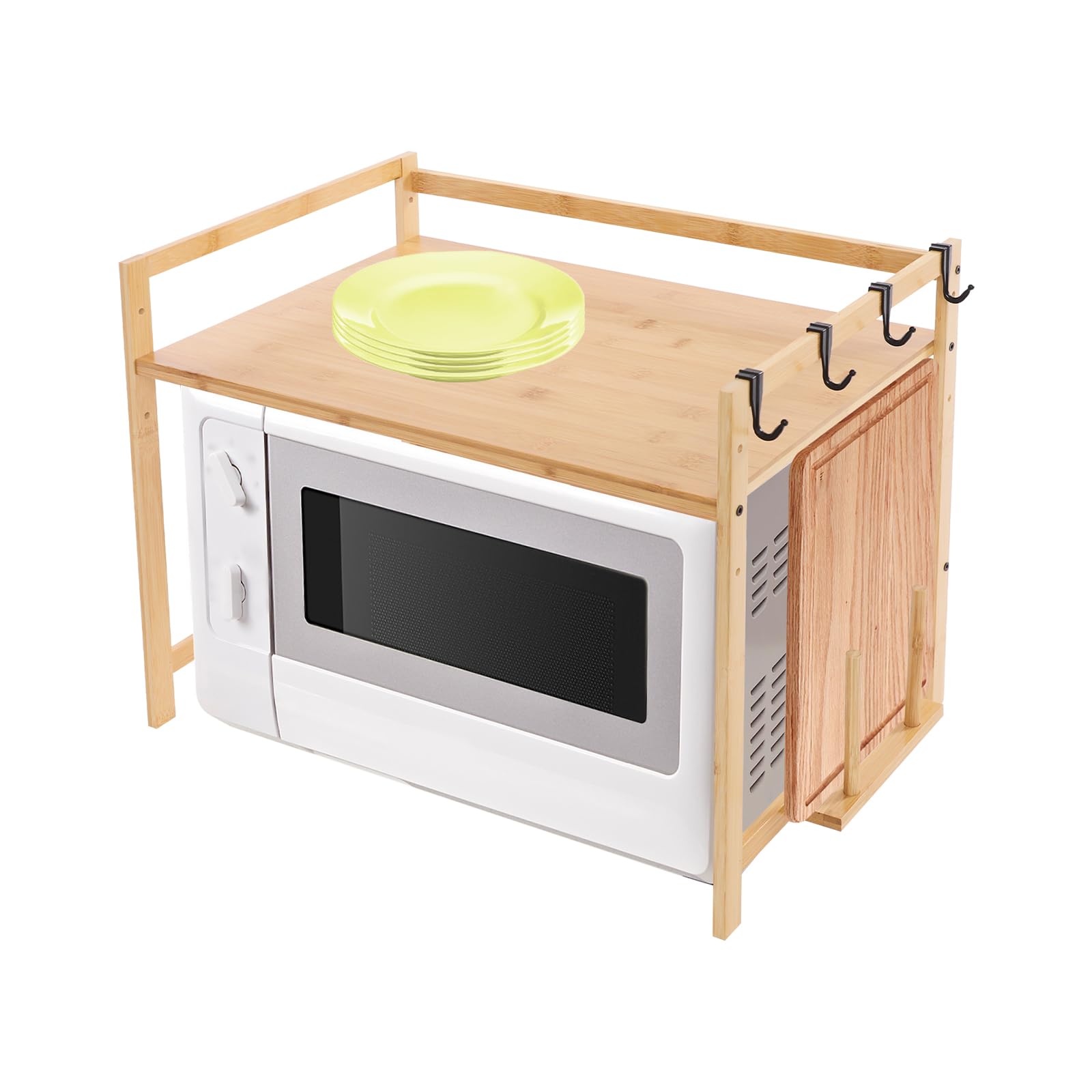 Étagère de cuisine pour micro-ondes meuble de rangement bois naturel 55 cm