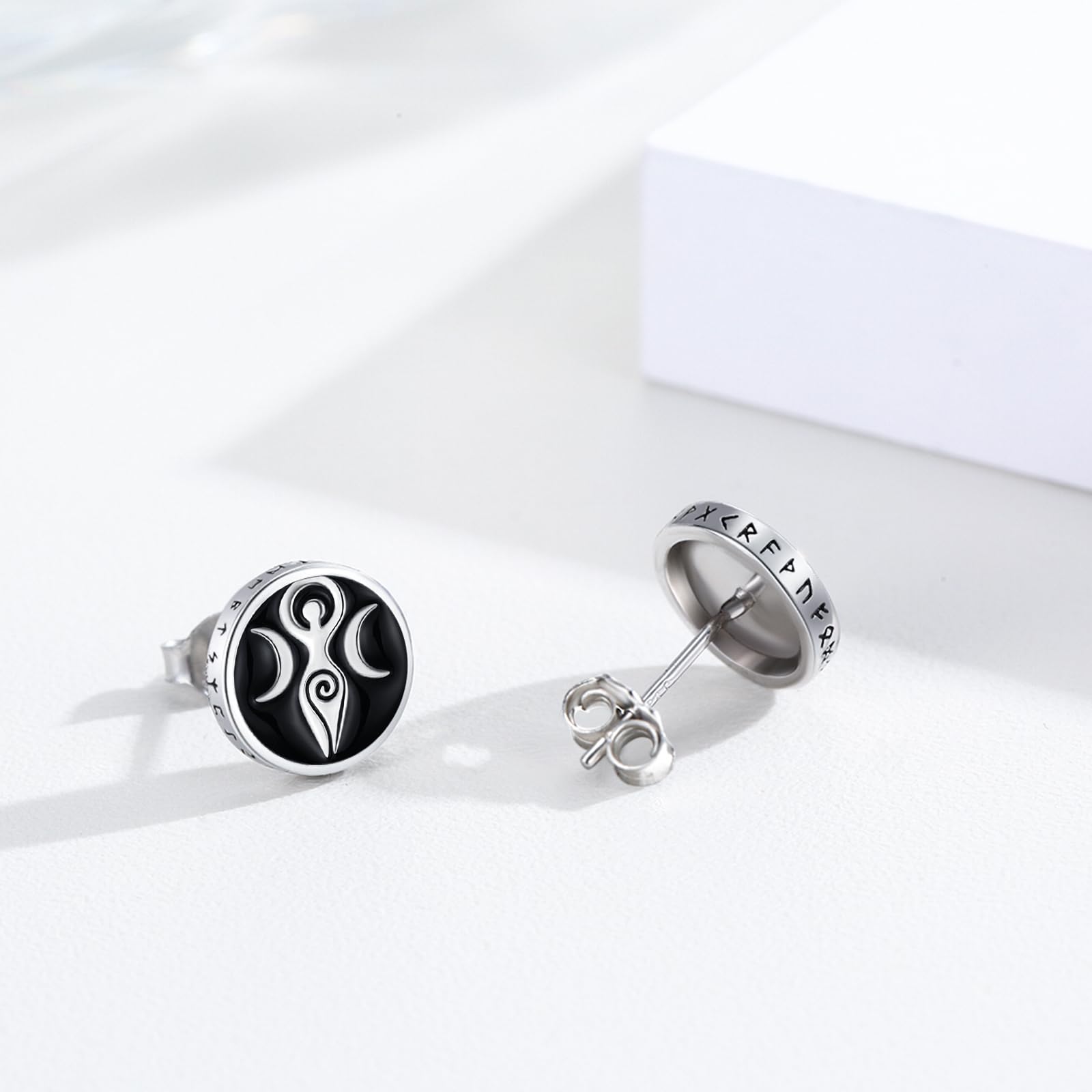 REDSUN Wikinger Ohrringe für Damen Herren,925 Sterling Silber Kleine Ohrringe Hypoallergen Schmuck für Mädchen Runde Ohrstecker Hypoallergen für Männer Frauen Unisex Jungen