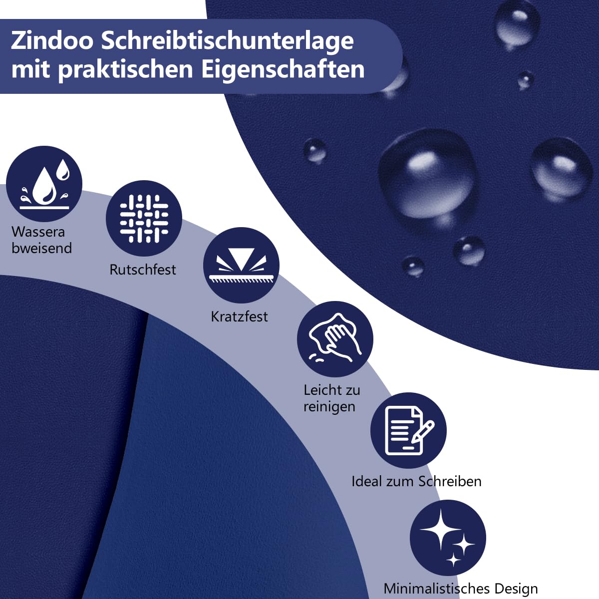 Zindoo Sottomano da scrivania blu scuro, 120 x 60 cm