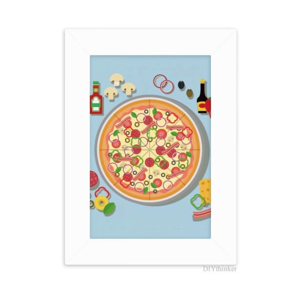 Alimentos de escritorio marco de la foto pintura blanca 5x7 pulgadas decorativa con pizza italia