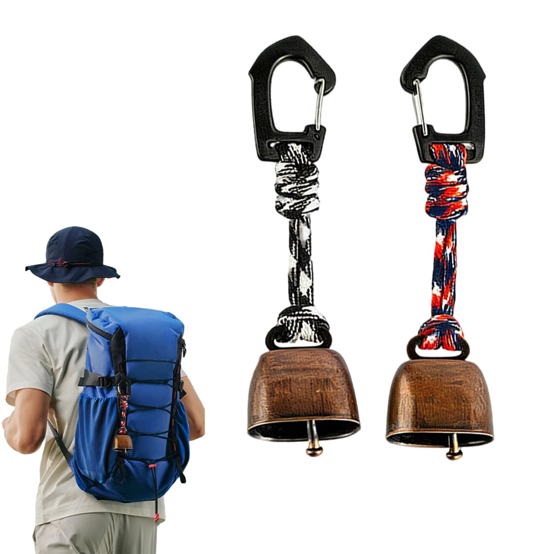 2 Pezzi Piccola Campanella Da Mucca Campanello Anti-Orso In Ghisa Con Silenziatore In Metallo Per Escursionismo E Campeggio All'Aperto Lunghezza 14 Cm (Colore Casuale)