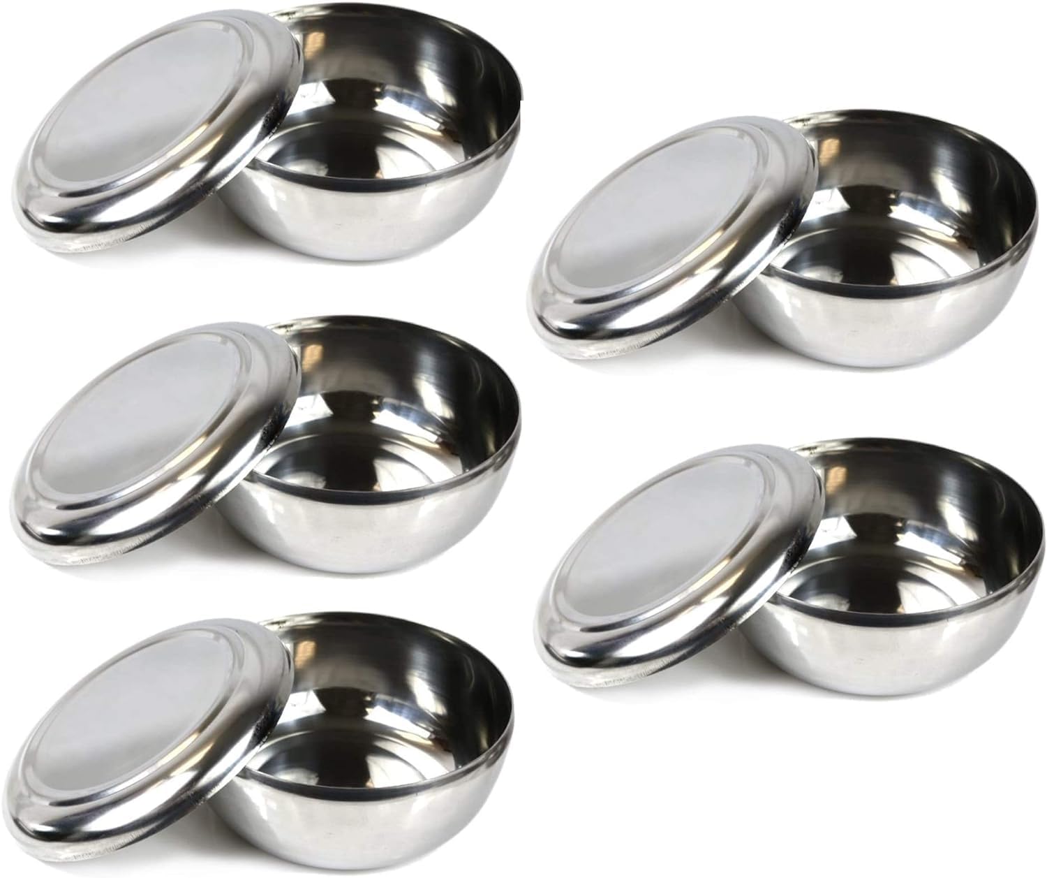 Amazon.com: NEWTOKI Set of 5, Korean Stainless Steel Rice Bowl with Lid ...