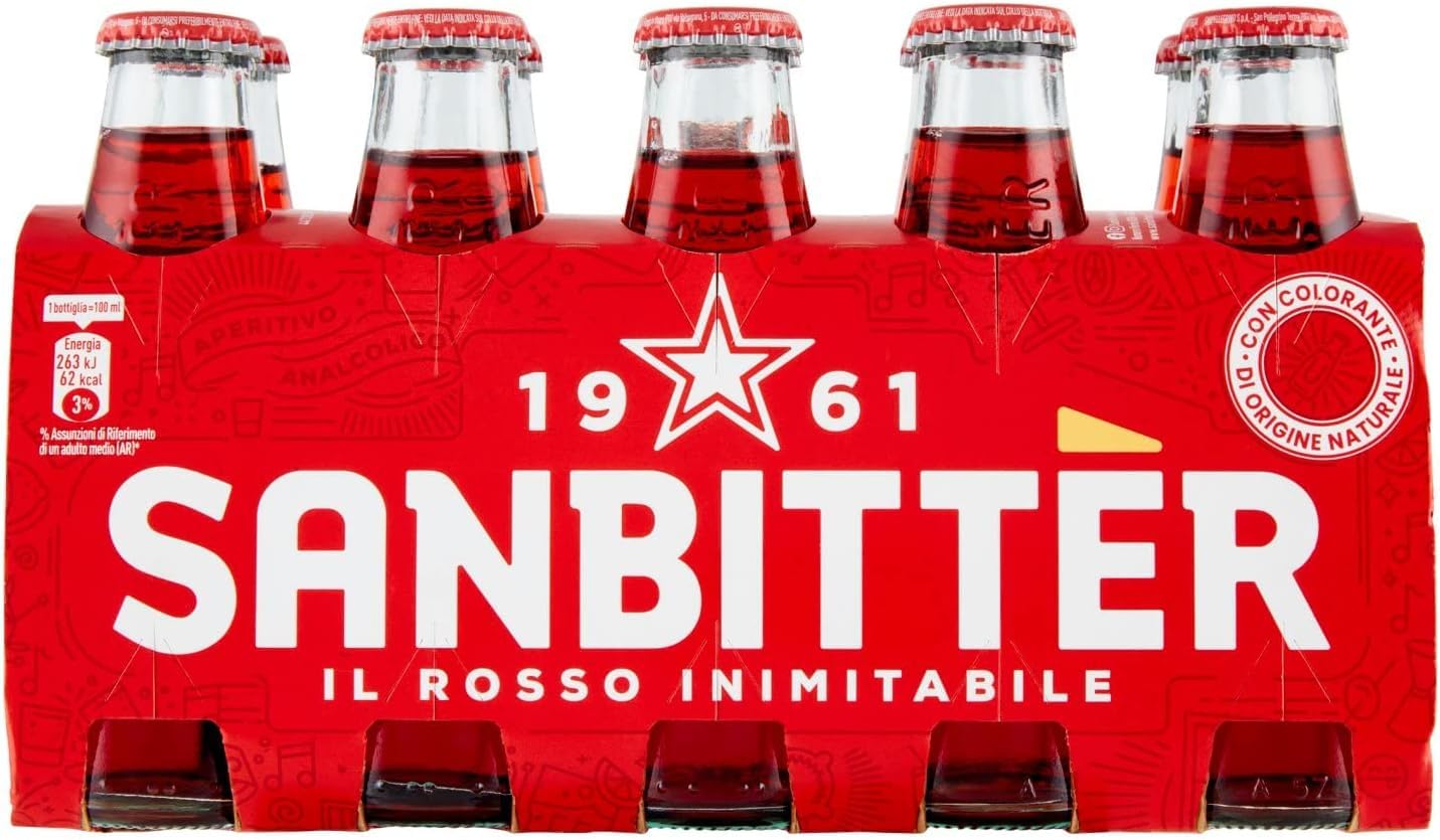 San Bitter Dry Lot de 60 bouteilles en verre jetables Blanc + Gingerino Recoaro + San Bitter Rosso Boisson rafraîchissante sans alcool Apéro italien 10 cl
