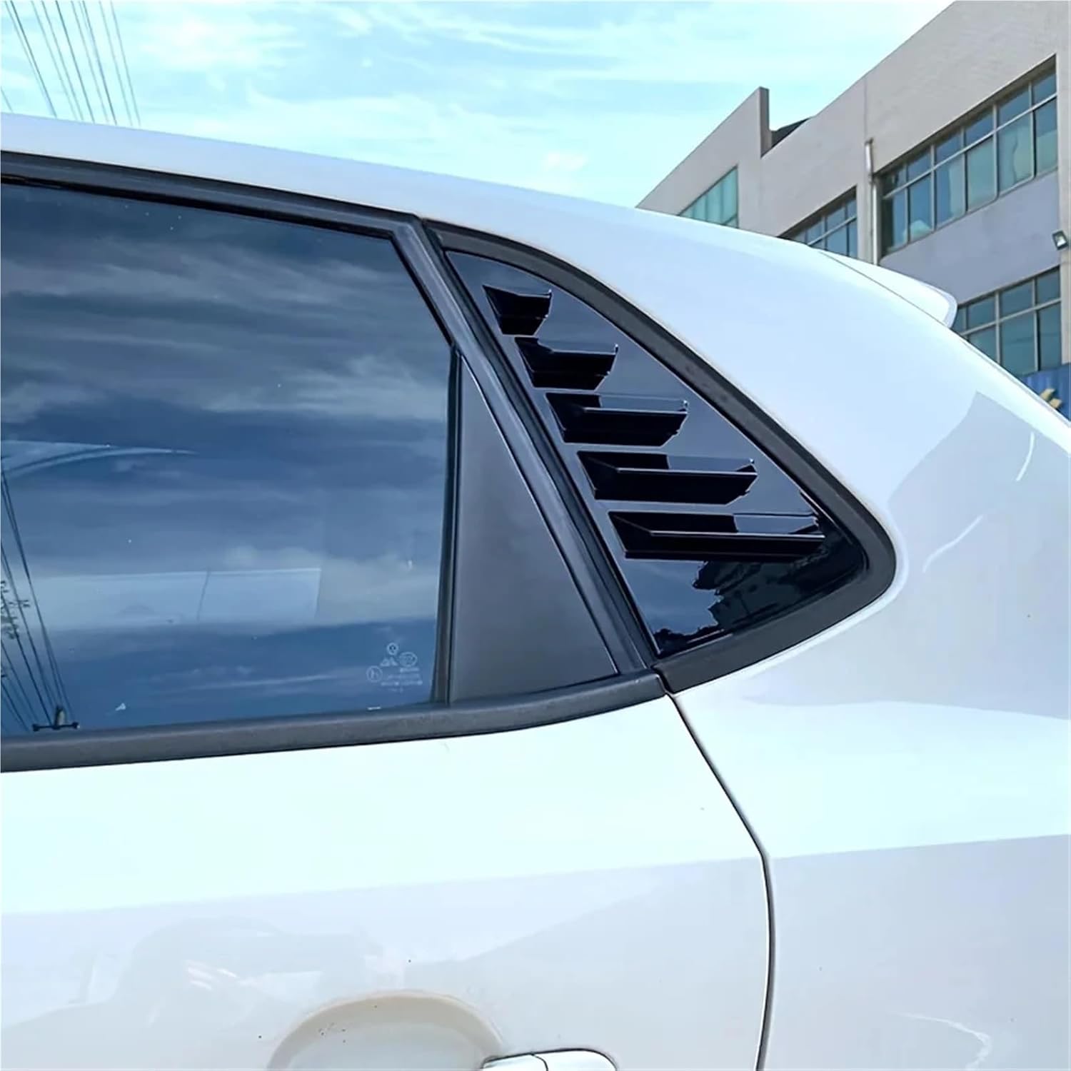 Pair Car Rear Window Shutter Cover Trim Tail Window Louver Side Vent Trim Triangle Shutter Panel Compatible For VW Polo MK5 6R 6C 2011-2018(Style 1)