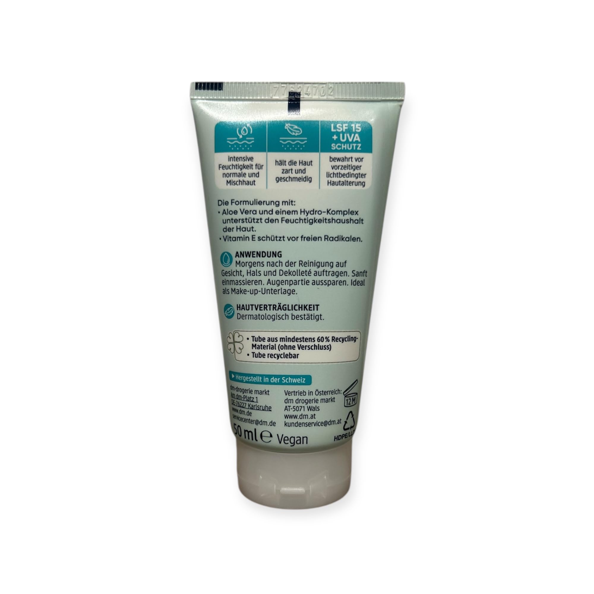 Balea Feuchtigkeitsspendende Tagescreme LSF 15  mit Hydro-Komplex & 10% Aloe  Vera  fr normale & Mischhaut  vegane Gesichtspflege : Amazon.de: Kosmetik