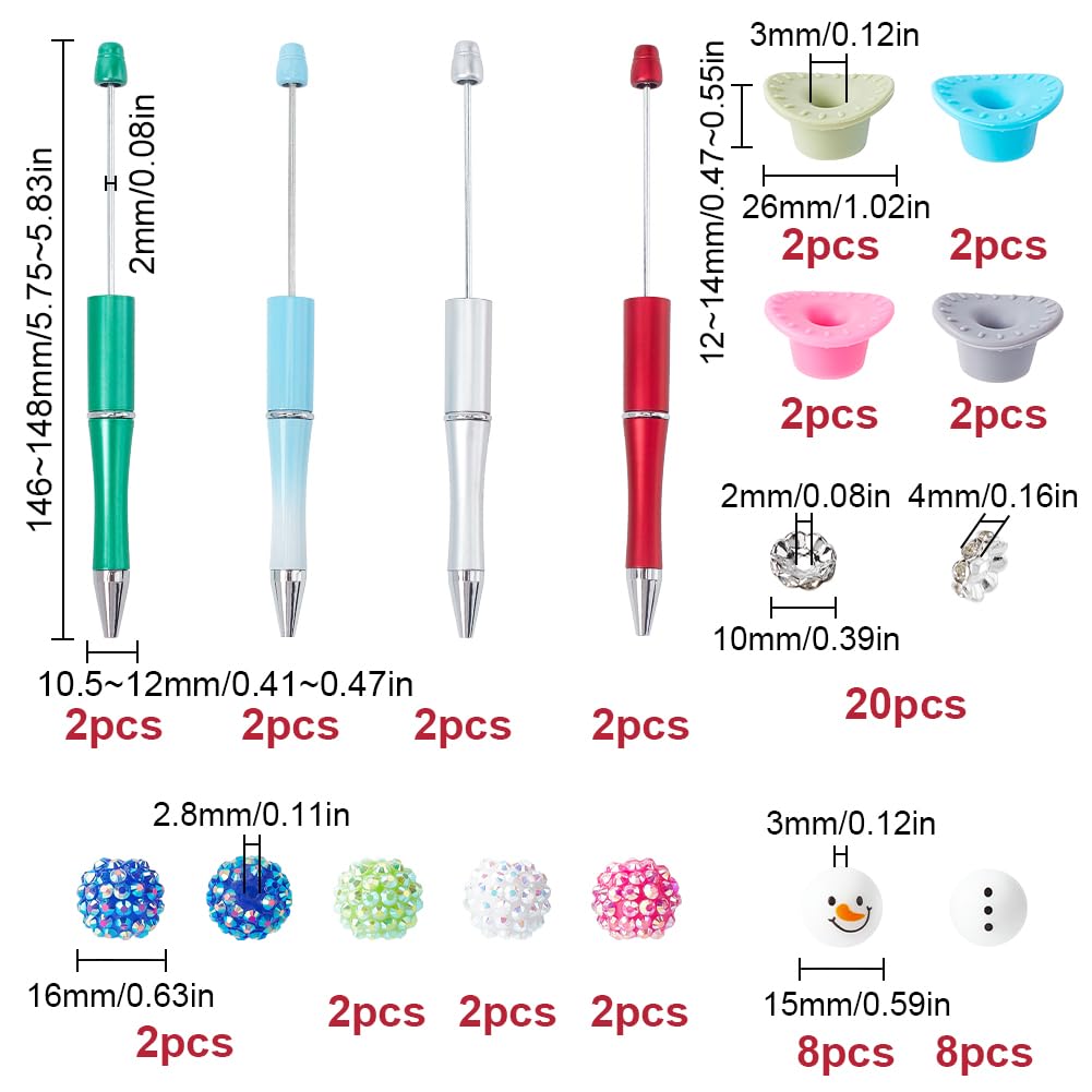Weihnachtsperlen Stift Set 4 Stil - DIY Perlenstifte Mit Schneemann & Hut Motiven