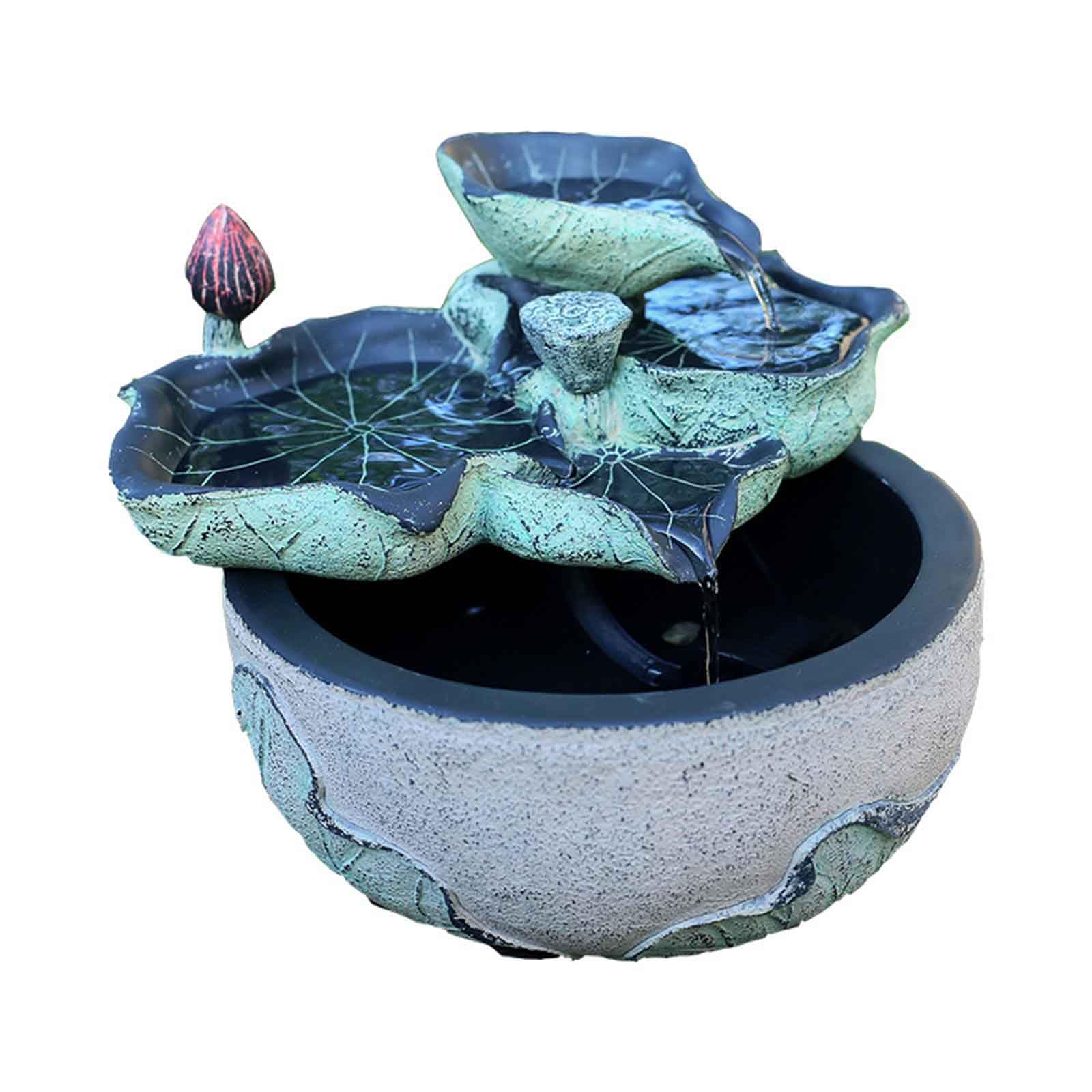 Desktop fountain, Creative Resin Lotus Water Living Room Ornament Desktop Humidifier Lucky Feng Shui Landscape Decoration