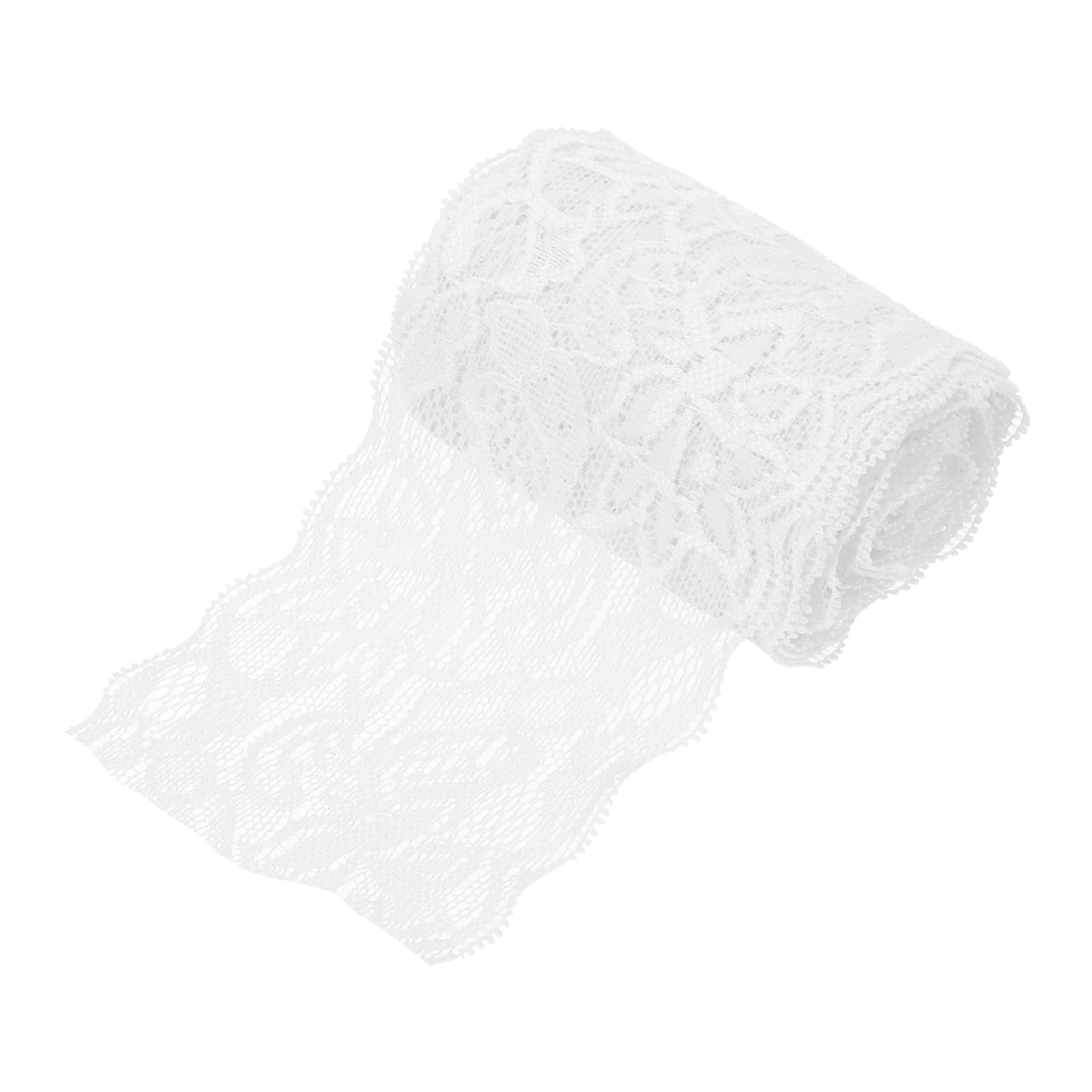 sourcing map 3 Inch Wide 5 Yard Elastic Lace Ribbon Floral Pattern Bright White Stretch Lace Trim Embroidered Fabric for Sewing Making, and DIY Crafts, Gift Wrapping, Bouquets, Wedding Decor