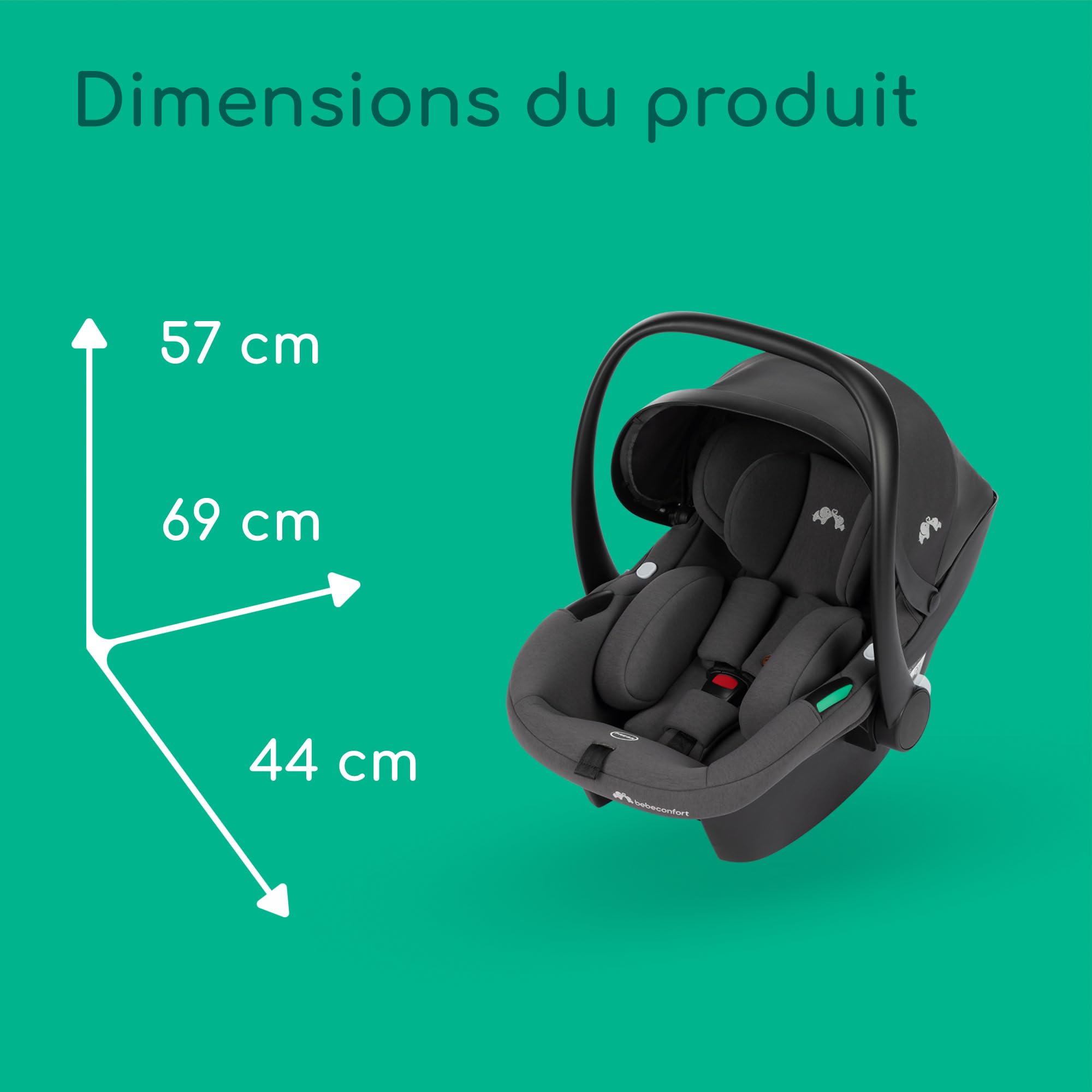 Bebeconfort Luvia Trio Poussette 3 en 1 0-22 kg Siège auto bébé Nacelle Pliage intelligent Guidon réglable Absorption des chocs Mineral Graphite