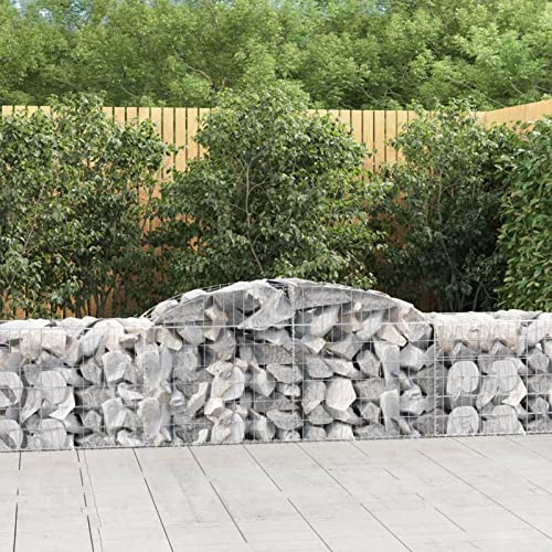 Iiaky Gabionen mit Hochbogen 4 Stk. 300x30x60/80 cm Verzinktes Eisen GabionenköRbe WasserzapfsäUle Garten Gabionen Zaun Gabionensteine