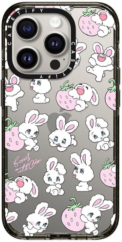 CASETIFY Impact iPhone 15 Pro Case [4X Military Grade Drop Tested / 8.2ft Drop Protection] - Strawberry Mix - Clear Black
