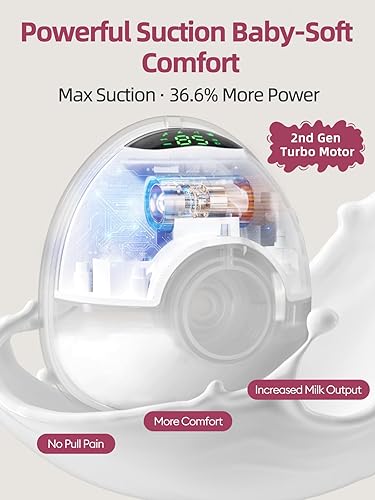 Miniatura 2 de Lulia Extractor de leche manos libres, bomba de lactancia materna portátil con 4 modos y 9 niveles, succión fuerte, sin dolor, antireflujo, libre de