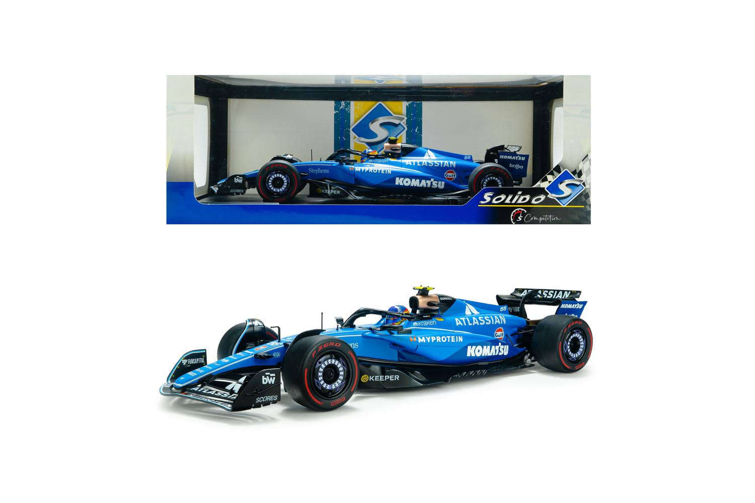 Solido Williams FW47#55 GP Australia 2025 - Formuła 1 Diecast model samochodu, samochód wyścigowy C.Sainz, szczegółowa miniatura sportów motorowych, niebieski, 1:18