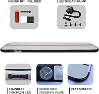 Vista 8 de Colchonetas de gimnasia y entrenamiento inflables, 4 pulgadas de grosor, incluye bolsa de transporte, bomba de inflar eléctrica, para uso doméstico