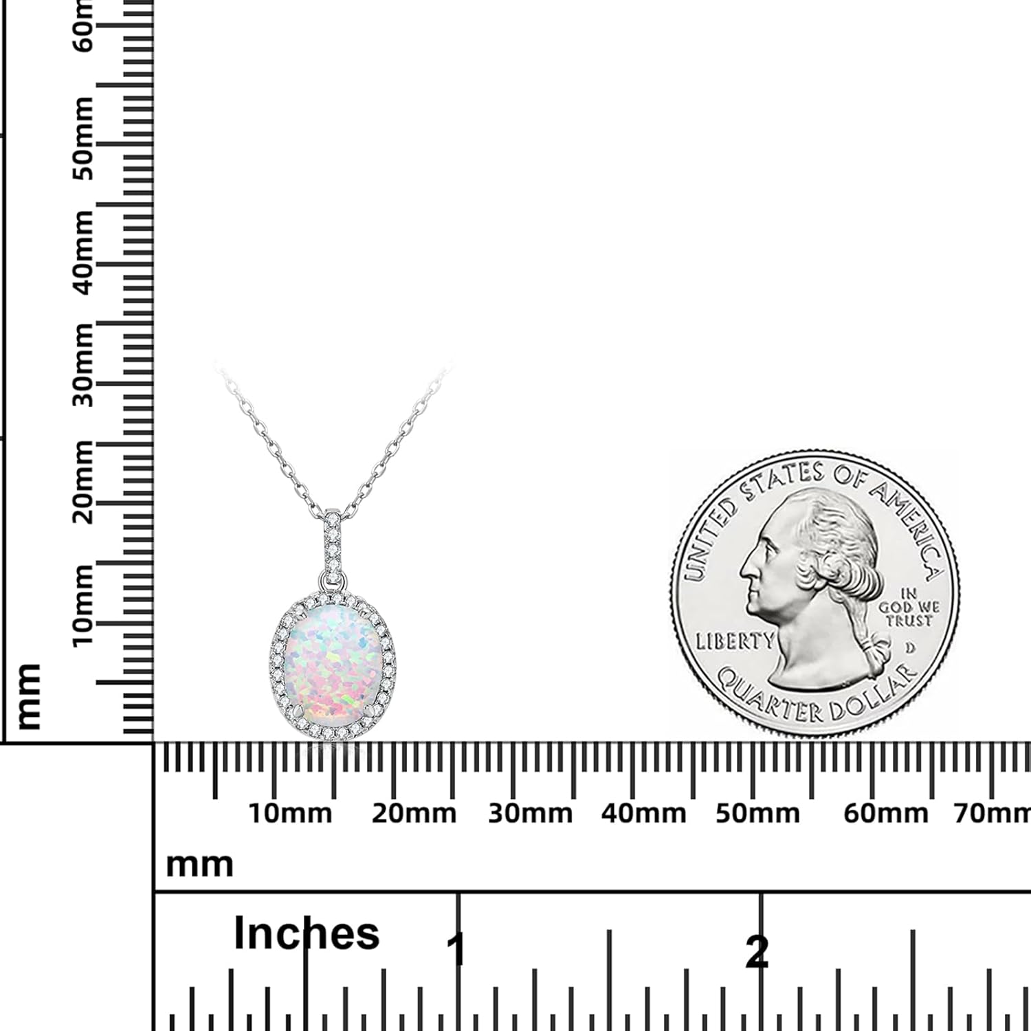 YUNKAI 14K White Gold Plated Opal Necklace for Women, 925 Sterling Silver Dainty Pendant Necklace Simple Round Oval Pear opal October Birthstone Jewelry Gift for Her Mom Birthday Christmas - Image 6