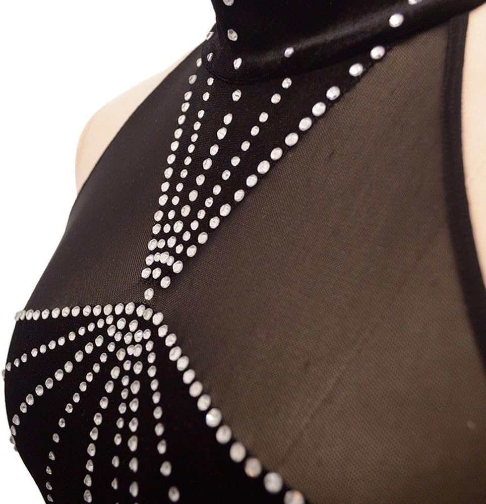 Girl's Black Sleeveless Figure Skating Dress Professional Competition Performance Costume Figure Skating Skirt