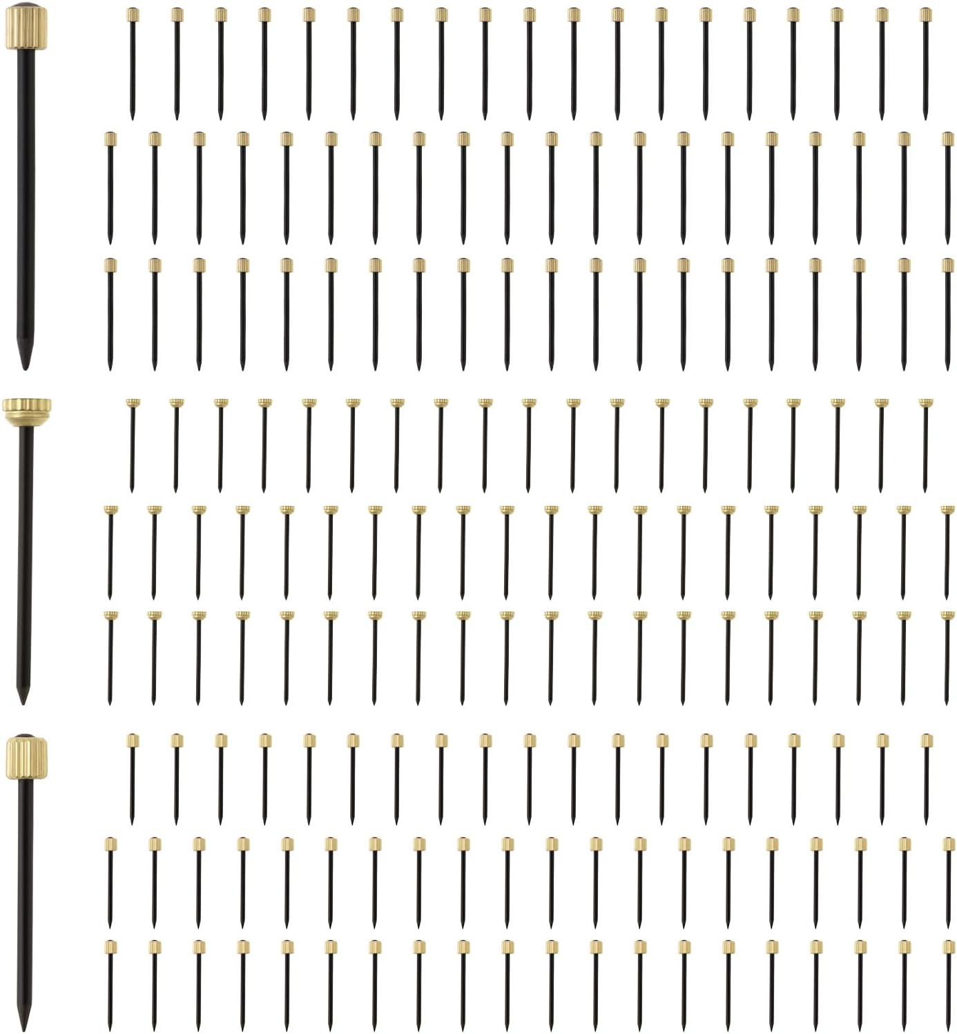 180 pcs Picture Hanging Nails, Steel Pin & Brass Head Picture Frame Nails 3 Size (1.3*25/1.4*26/1.8*35 mm) with Plastic Box for Drywall Pictures Mirrors Baskets