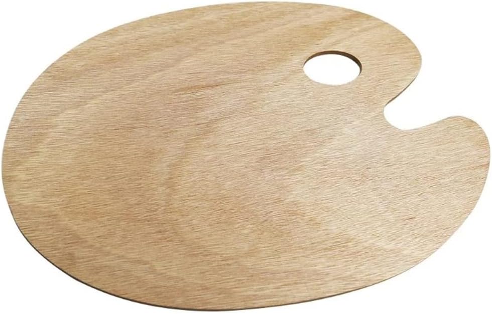 HBJWOV Wooden Artists Palette with Thumb Hole Oil Acrylics Paint Palette Tray for Adult