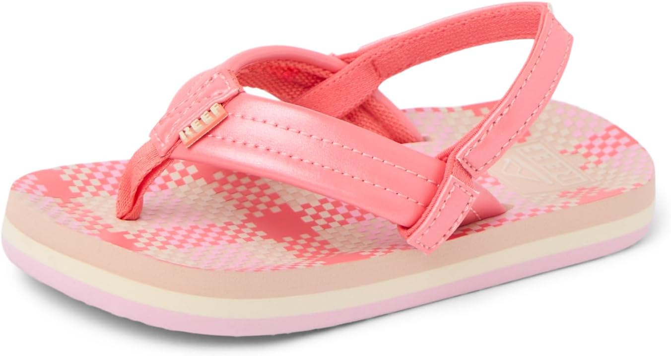 REEF キッズ アヒ ビーチ ビーチサンダル, ピンクチェック, 6 Toddler