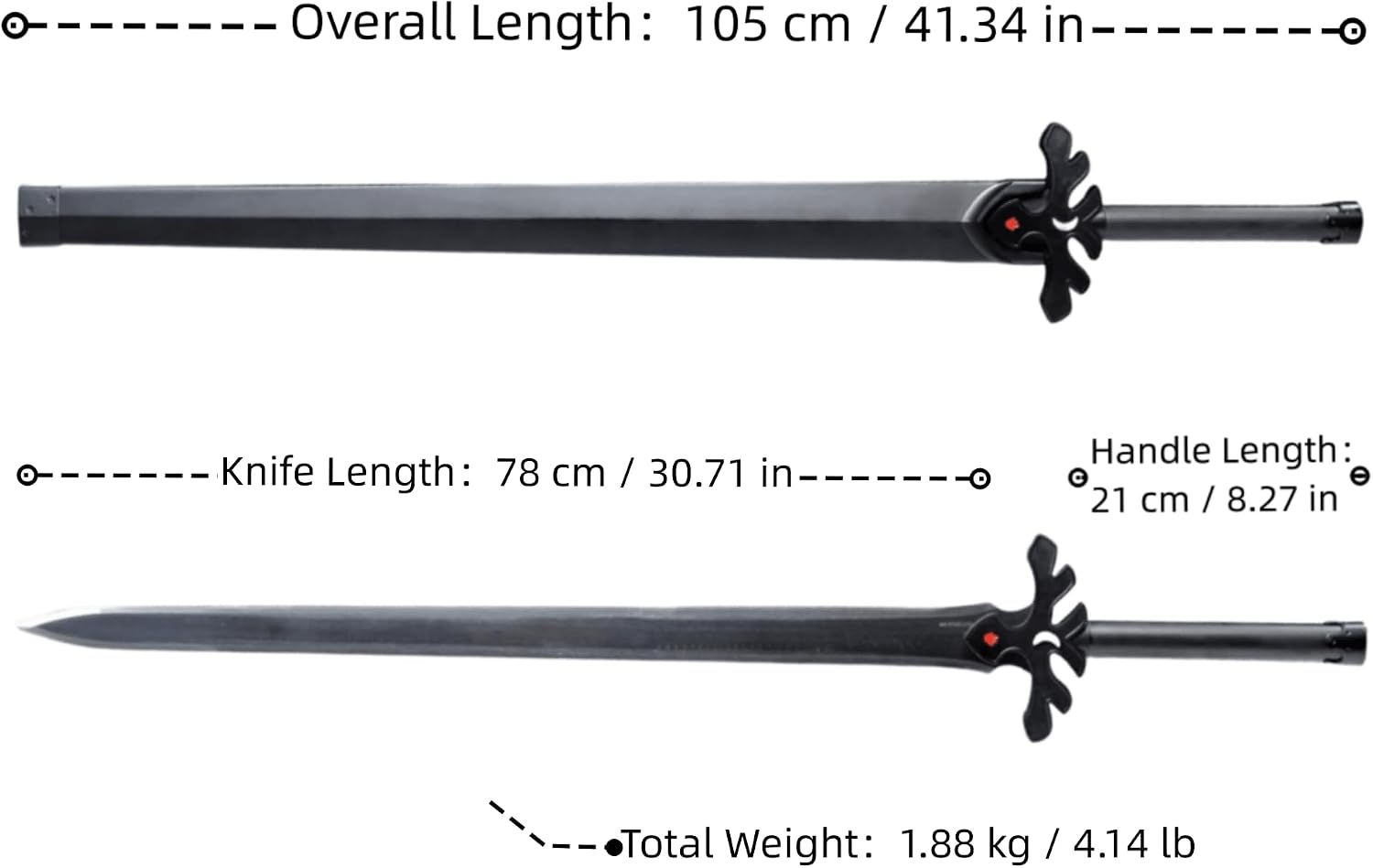 sword valley sao sword of the night sky - 105 cm/41.34" - blade carving rune symbols - stainless steel blade - hand forged with exquisite details - cosplay prop anime sword