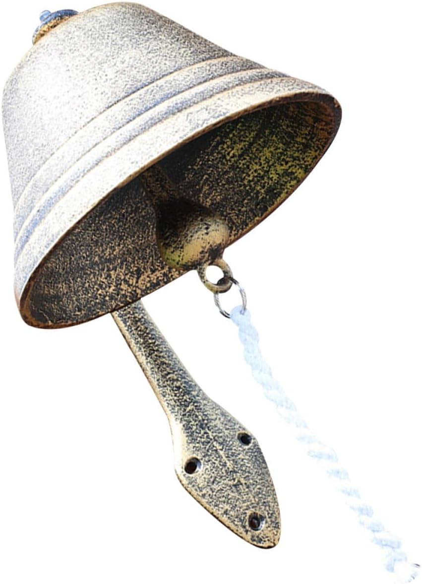 Vintage Rustic Metal Wall Bell, Small Retro Doorbell Pendant with Shaking Function, French Style Iron Decorative Bell for Café, Garden, Home Décor