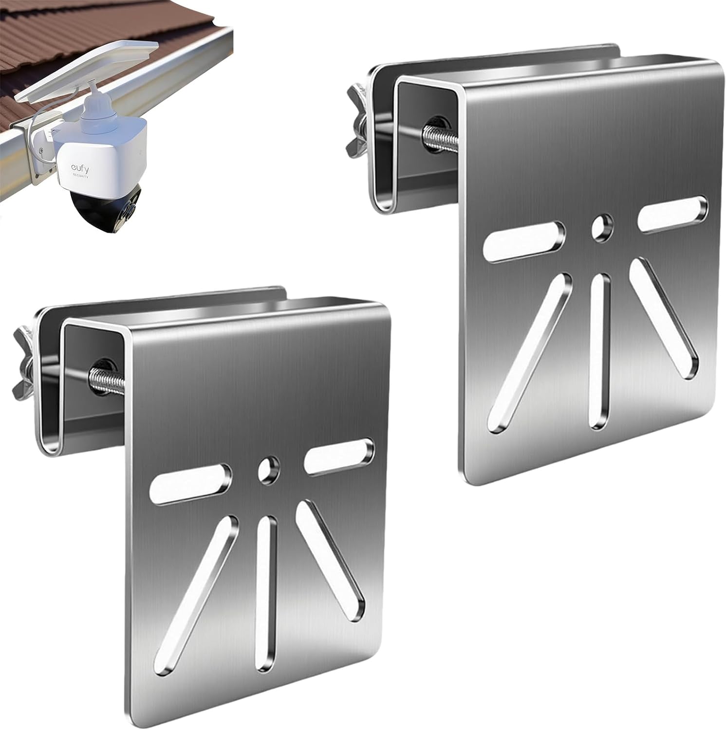 2 Pack Gutter Mount for Eufy Eolocam S340/E30, Stainless Steel Security Camera Bracket (Silvery2)