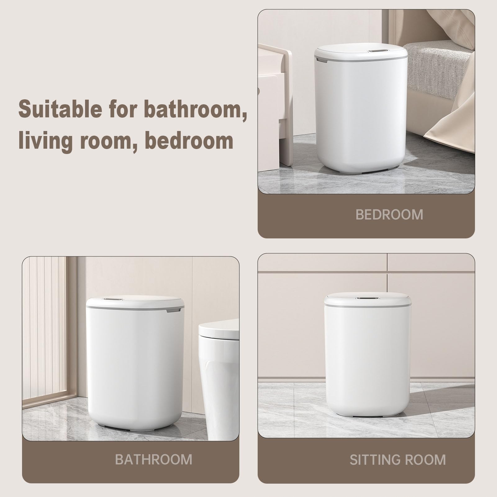 Smart Sensor Wastrohr Can, Automatic Motion Sensor Badezimmer Mülleimer, Smart Sensor Müll Can High End 18L großer Kapazität Automatischer Müll mit LED -Licht für Living RO