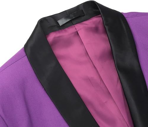 Miniatura 4 de Boyland Traje de 2 piezas para hombre, color sólido, chal, solapa, un botón, chaqueta del mismo color, pantalones de negocios, traje de negocios