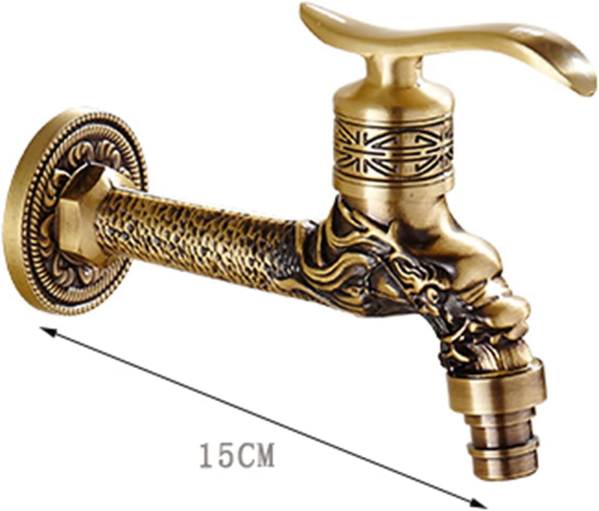 Washing Machine Faucet Wall Mount Cold Water Faucet Antique Outdoor Water Faucet Garden Faucet 1/2 inch Antique Brass Wall Mount Outdoor Faucet for Sink,Antique C (Color : Antique C)