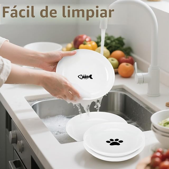 Foto 4 de 7 de Alitree 6 Piezas Comedero Gato Ceramica, Cuencos Gatos con Base de Silicona