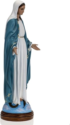 Miniatura 6 de Estatua de la Virgen María Inmaculada en fibra de vidrio, ojos de cristal, 23.6 in para exteriores