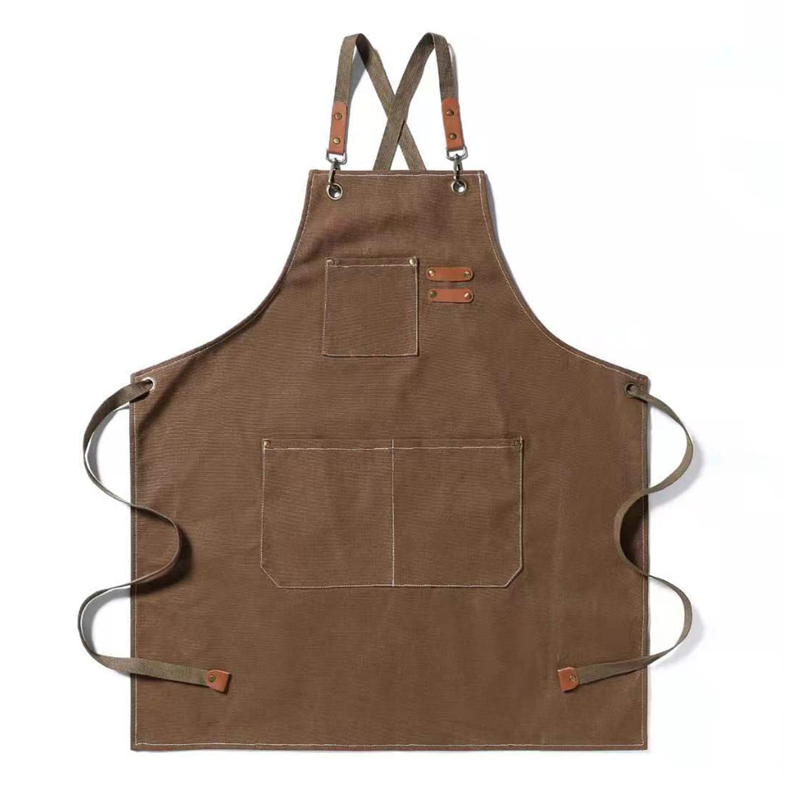Siyano Unisex Brown Aprons For Men Women With Pockets, Canvas Heavy Duty Aprons For Men Women Adults, Waxed Apron, Welding Woodworking Workshop Gardening Blacksmith Work Apron,