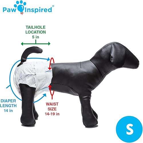 Vista 12 de Paw Inspired Pañales desechables para perras, 32 unidades, ultra protección, pañales para perros en calor, micción excitable o incontinencia (M)