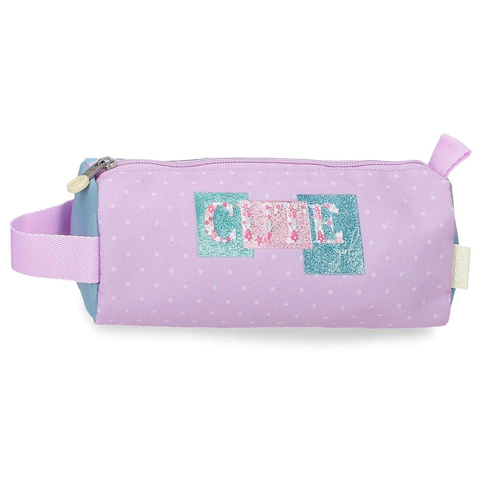 Enso Cute girl Estuche Redondo Morado 23x9x9 cms Poliéster