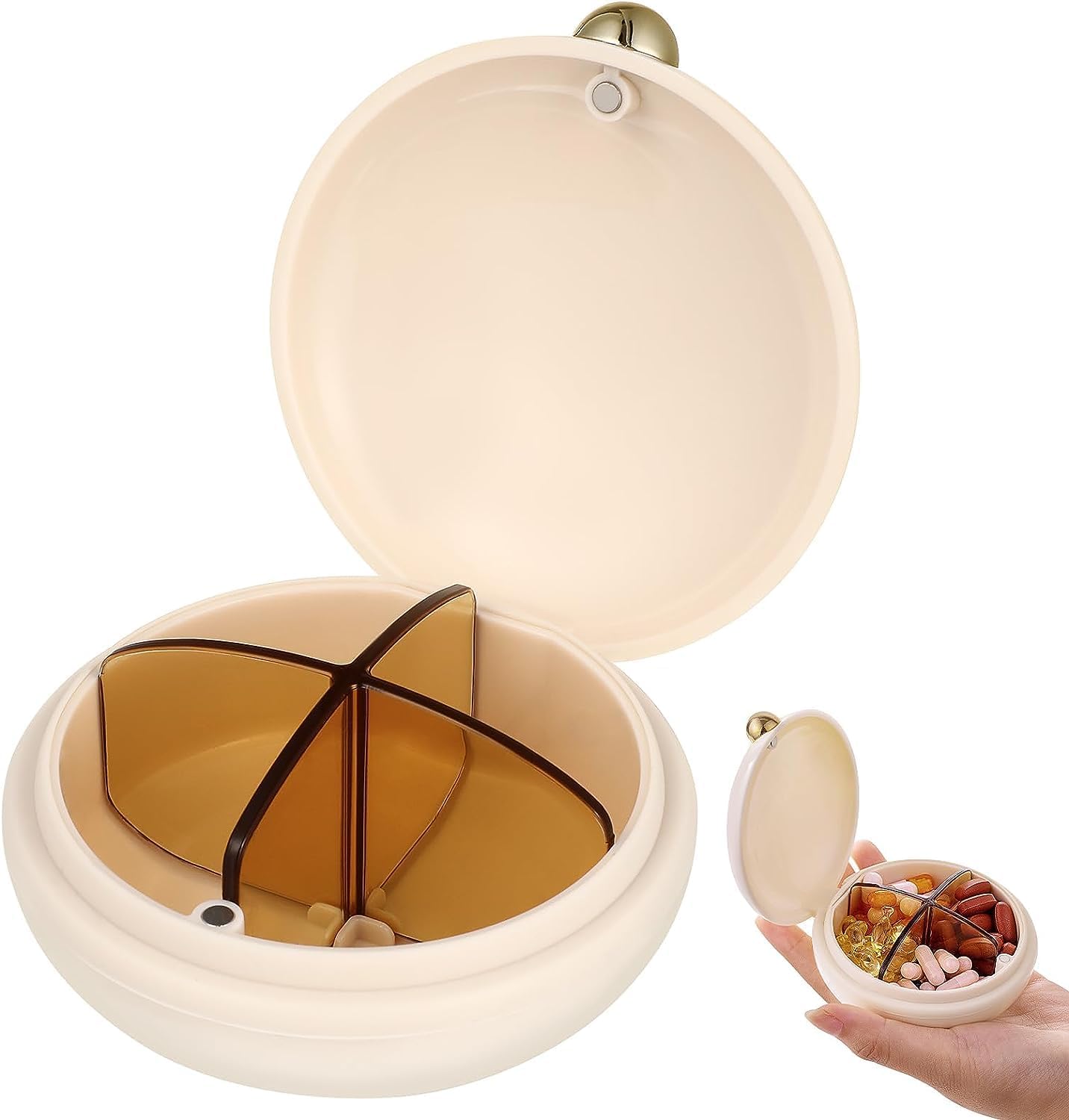 ELECDON Travel Pill Organizer, Pill Organizer Vitamin Planner 4 Times a Day Daily Pill Boxes Pill Containers Portable Medicine Organizer Pill Box, Sturdy and Waterproof