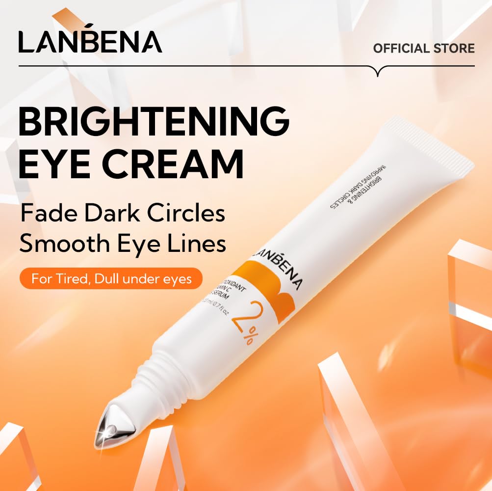 LANBENA Vtamin C Eye Cream for Wrinkles,Under Eye Cream for Dark Circles,Caffeine Eye Cream Anti Aging Brightener,Eye Serum for Women and Man. - Image 2