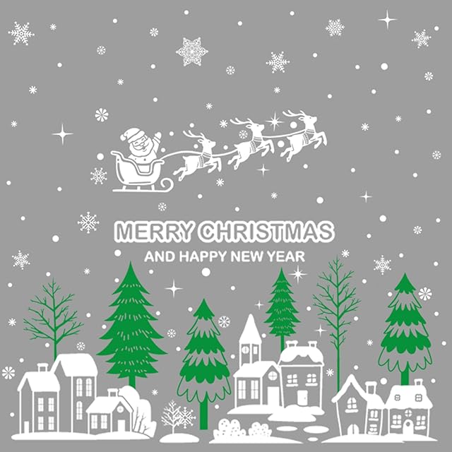 HBell 9 Sheets Christmas Window Stickers,Christmas Window Clings Decoration Double Sides Christmas Window Decals Reusable Static Window Stickers for Home Shop Window Glass Display Decoration (White)
