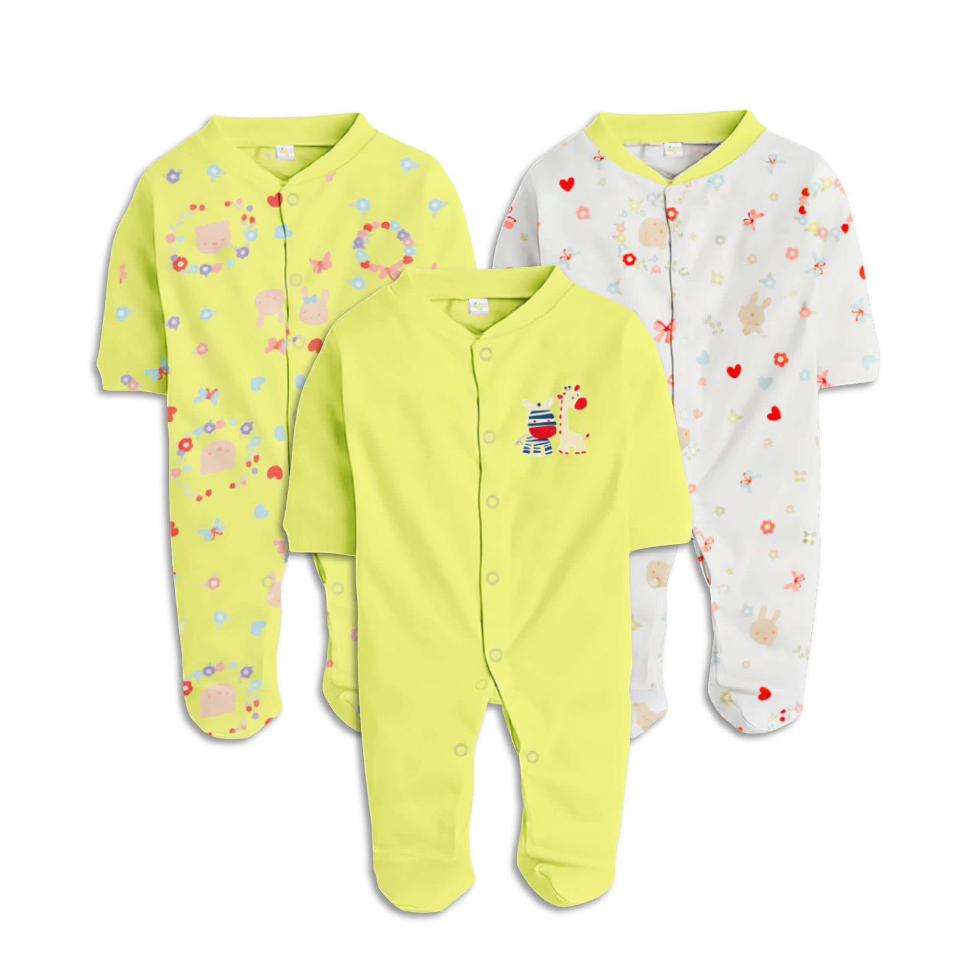 Baby Rompers for New Born Baby Boys & Girls | Soft Cotton Infant Clothes, Body Suits & Sleep Suits for Newborn Baby (Pack of 3)-picture-28