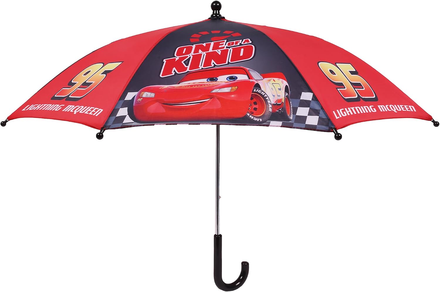 Concept One Lightning McQueen Umbrella for Kids | Red | Boys Umbrella with Curved Handle and Safety Tips | Fun Umbrellas for Rain