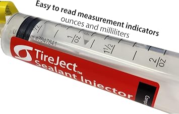 TireJect Tire Sealant Injector - Tubeless Sealant Injector Syringe Applicator Presta & Schrader Compatible - Easy Tire Sealant Installation for Bicycle & All Vehicles - 2oz with Valve Core Tools