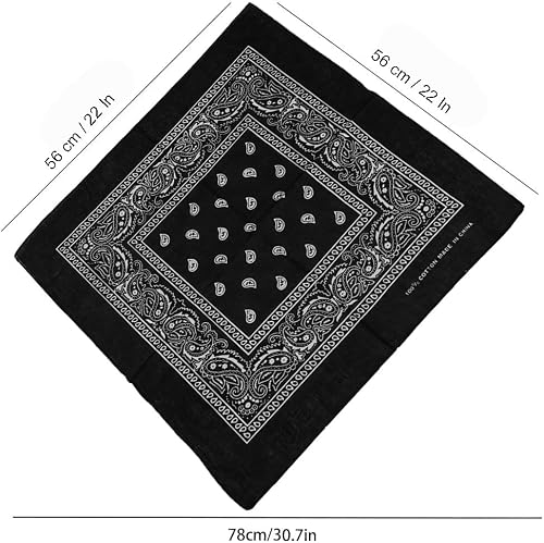 Glory Max 12Pcs Bandanas 100% Cotton Double Sided Paisley Print Head Wrap Scarf Wristband Headband (Mixed Paisley Colors)