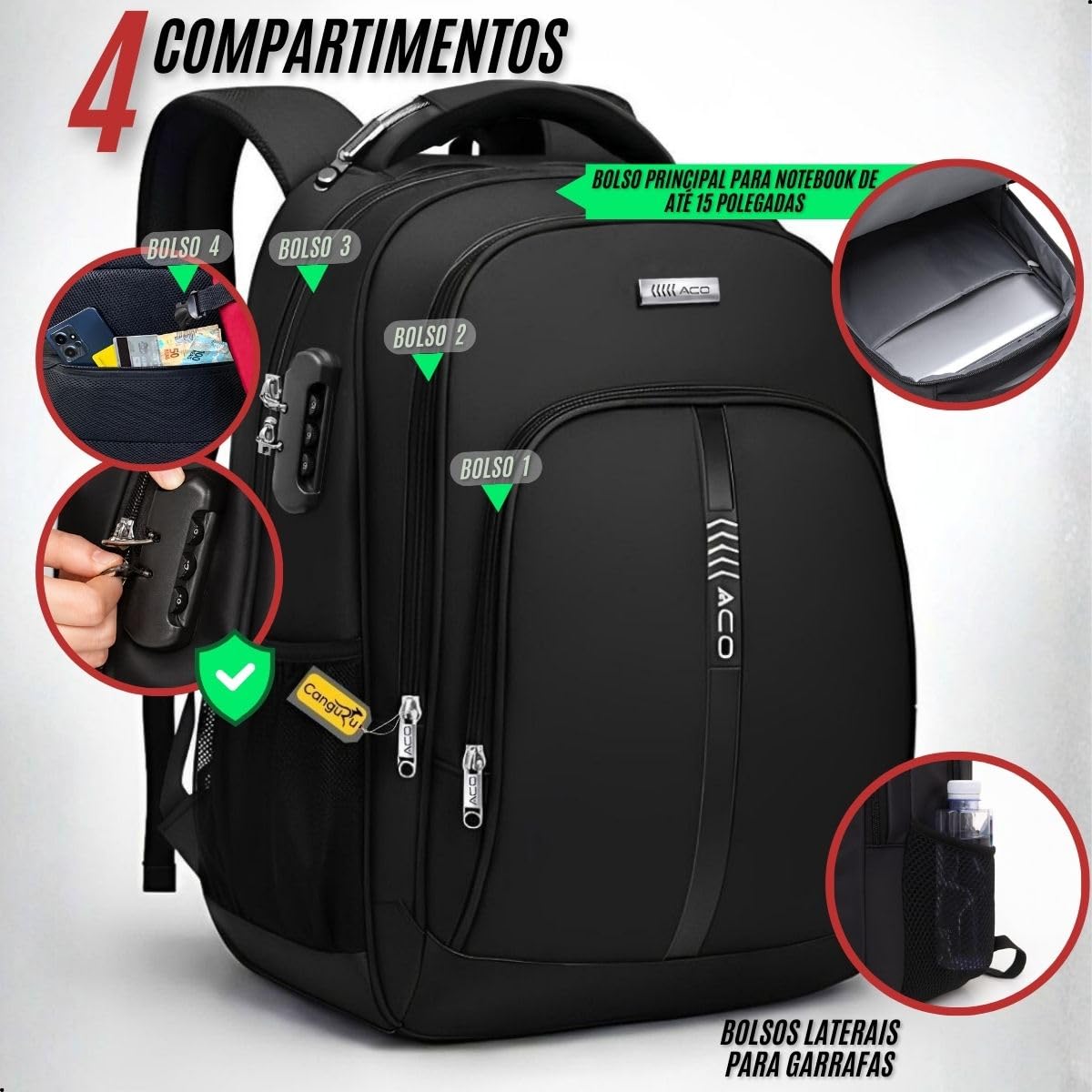 Mochila Masculina Feminina Notebook Bolso Antifurto Escolar Faculdade Dia a Dia Reforçada Resistente a Agua Saída usb/Fone (Preto) em promoção! Veja a oferta e mais achadinhos de Bolsas 5 Hoje é o melhor dia para comprar Mochila Masculina Feminina Notebook Bolso Antifurto Escolar Faculdade Dia a Dia Reforçada Resistente a Agua Saída usb/Fone (Preto) com aquele preço maroto! Promoção! Aproveite a oferta! 5