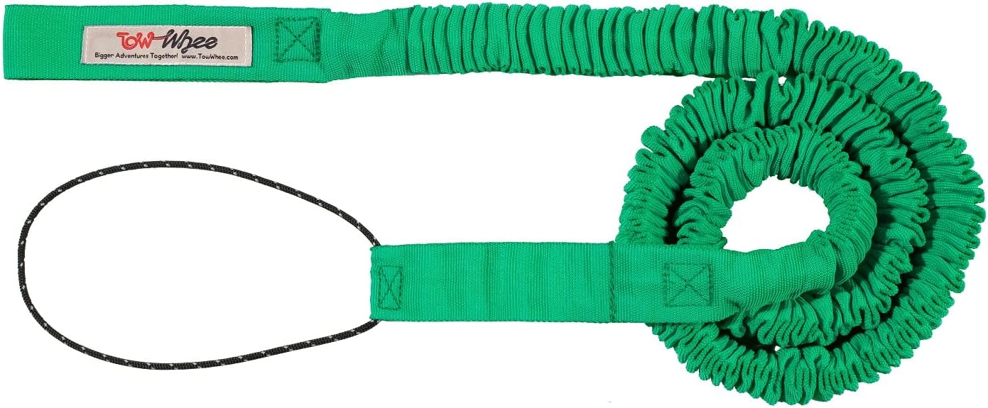 E-Bike/Adult Connect Bike Bungee Tow Rope | MTB & Cycling Stretch Pull Strap | Compatible with Any Bicycle | Ride Further (Adult Green) - Made in The USA