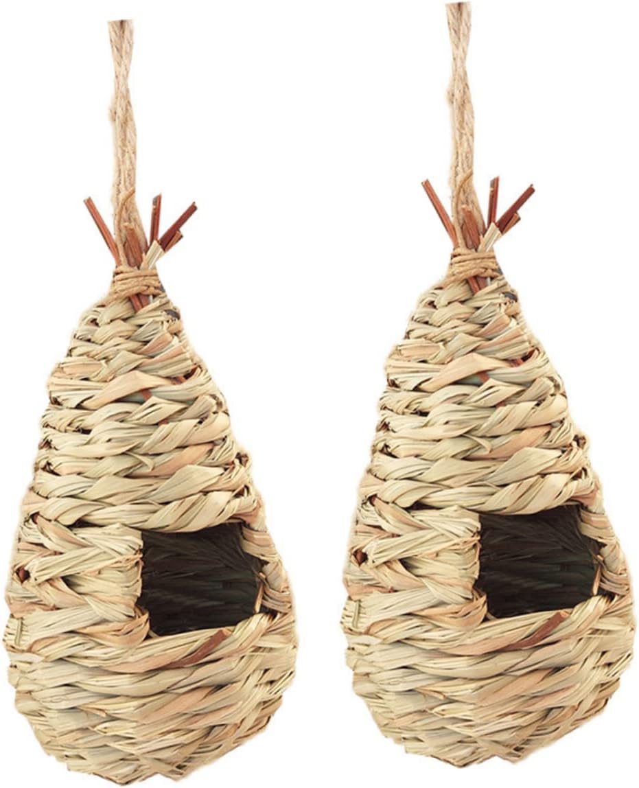 WOONEKY 2pcs Straw Birds Nest Birds Living Room Parrot Decor Birds