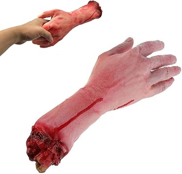 Fake Severed Arm, Broken Hand Horror Bloody Realistic Prank Trick for April Fool Halloween Party Props (Broken Arm), 30cm