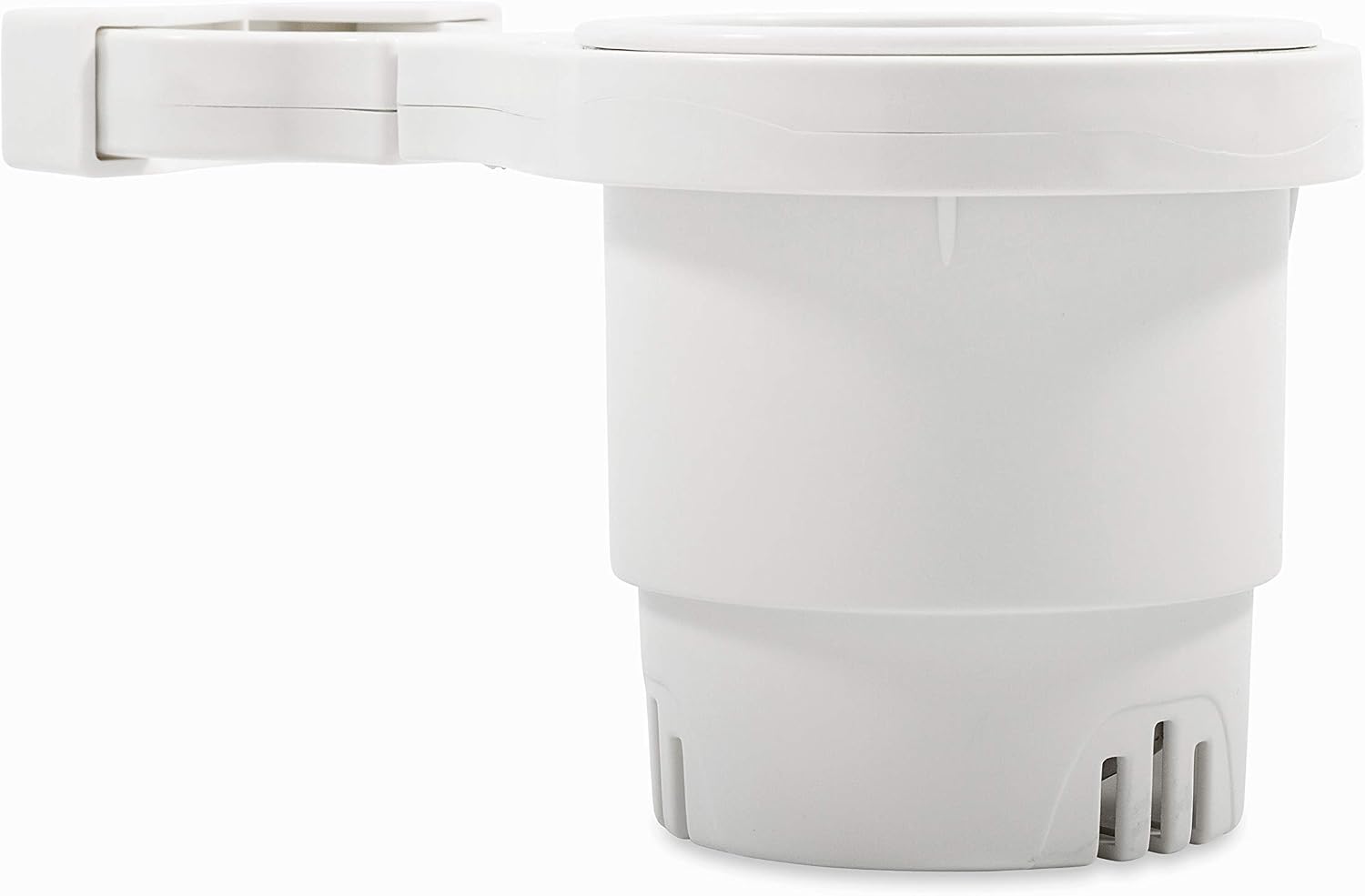 Camco Large Clamp Mounted Cup Holder-Provides a Secure Location for Your Beverage-Mountable for Up to 2-Inch Rail-White (53083)