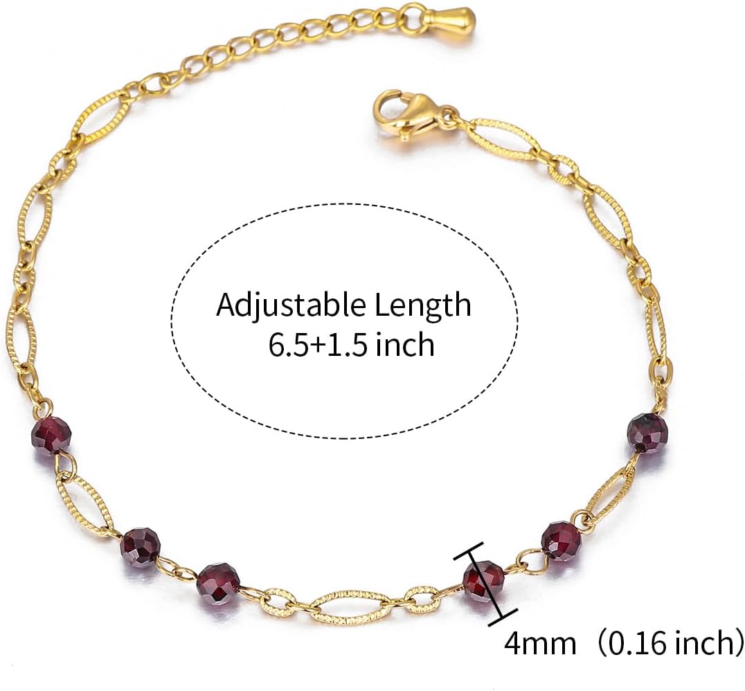 Handmade Natural Stone Stretch/Stackable Bracelet 18K Gold Plated CZ Tennis Bracelet Braided Rope Jewelry Gift for Women