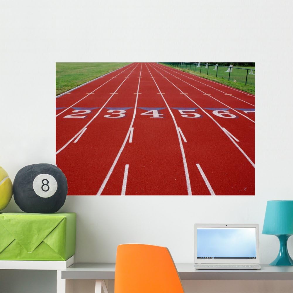 Wallmonkeys WM72389 Lanes on a Red Track Peel and Stick Wall Decals (36 in W x 24 in H), Large