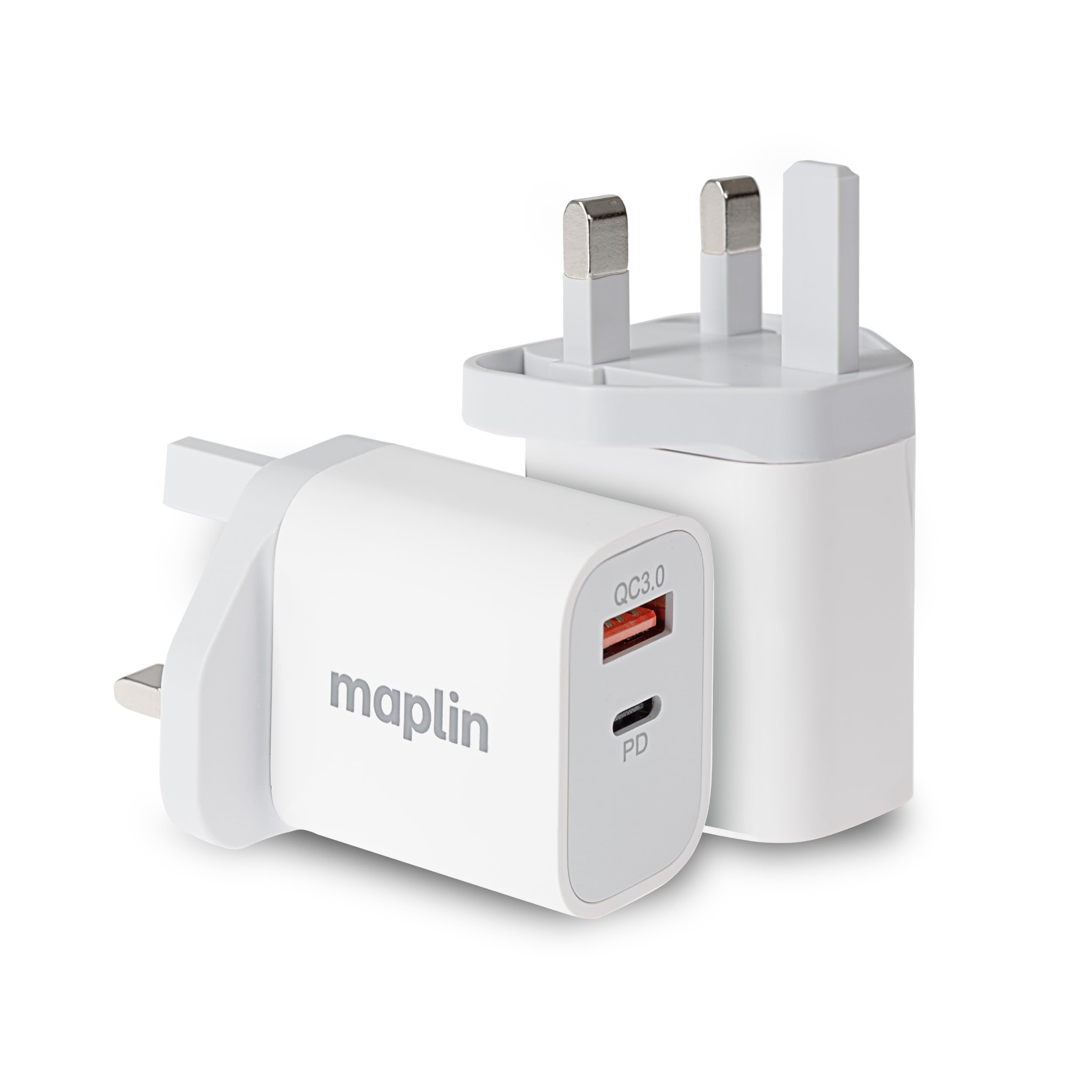 Maplin 2 Port 35W USB Wall Charger 1x USB-A 1x USB-C PD QC 3.0